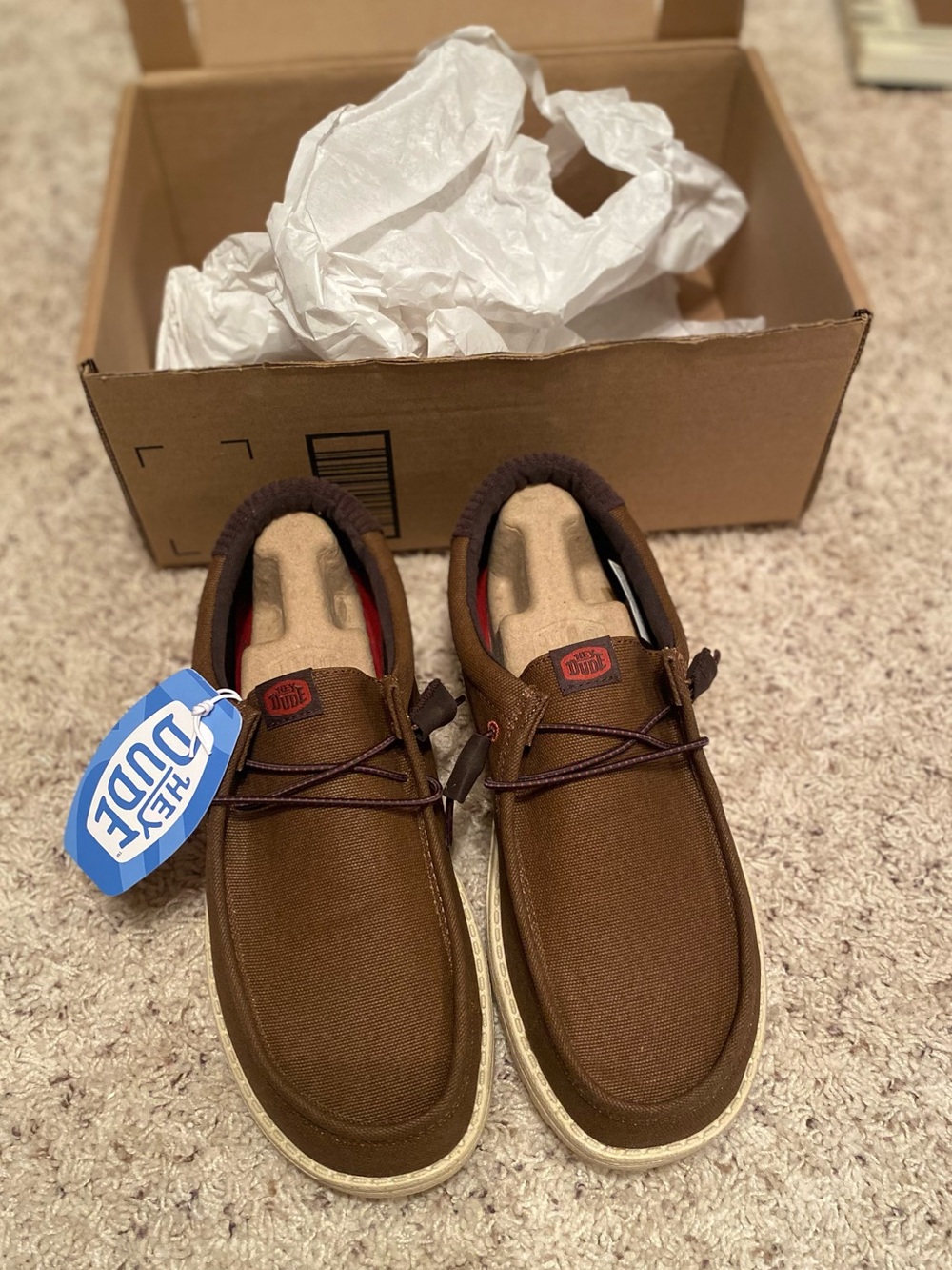 Hey Dude Brown waxed Canvas Wally Slip-On Loafers men’s size 11